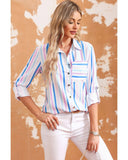 Azura Exchange Striped Roll Tab Sleeve Shirt - XL