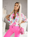 Azura Exchange Geometric Block Printed Roll Tab Sleeve Shirt - L