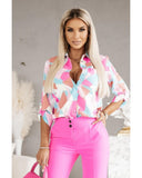 Azura Exchange Geometric Block Printed Roll Tab Sleeve Shirt - XL