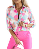 Azura Exchange Geometric Block Printed Roll Tab Sleeve Shirt - XL