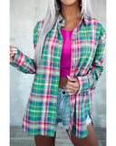 Azura Exchange Plaid Button Down Split Shirt - M