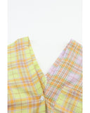 Azura Exchange Mixed Plaid Long Sleeve V Neck Buttoned Shirt - L