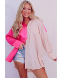 Azura Exchange Oversized Color Block Patchwork Shirt - L