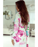 Azura Exchange Floral Print Lace-up Tunic Shirt - M