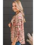 Azura Exchange Plaid Pattern Shirt with Rounded Hem - S