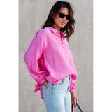 Azura Exchange Split Back Tie Knot Buttoned Shirt - L