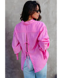 Azura Exchange Split Back Tie Knot Buttoned Shirt - L