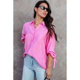 Azura Exchange Split Back Tie Knot Buttoned Shirt - S