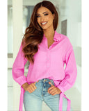Azura Exchange Split Back Tie Knot Buttoned Shirt - S