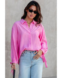 Azura Exchange Split Back Tie Knot Buttoned Shirt - XL