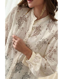 Azura Exchange Lace Stand Neck Textured Shirt - 2XL