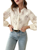 Azura Exchange Lace Stand Neck Textured Shirt - 2XL