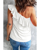 Azura Exchange One Shoulder Crinkle Tank with Ruffle Detail - 2XL