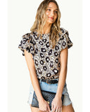Azura Exchange Leopard Print Ruffled Blouse - M