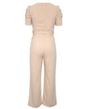 Azura Exchange Knotted High Waist Short Sleeve Jumpsuit - L