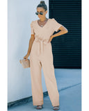 Azura Exchange Knotted High Waist Short Sleeve Jumpsuit - XL