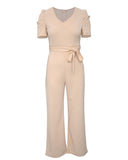 Azura Exchange Knotted High Waist Short Sleeve Jumpsuit - XL