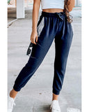 Azura Exchange Rhinestone Trim Drawstring Jogger Pants - L
