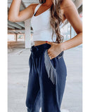 Azura Exchange Rhinestone Trim Drawstring Jogger Pants - L