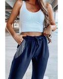 Azura Exchange Rhinestone Trim Drawstring Jogger Pants - L