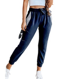 Azura Exchange Rhinestone Trim Drawstring Jogger Pants - L