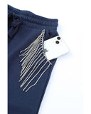 Azura Exchange Rhinestone Trim Drawstring Jogger Pants - M