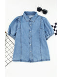 Azura Exchange Bubble Sleeve Denim Shirt - M