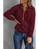 Azura Exchange Quilted Patch Half Zipper Sweatshirt - XL