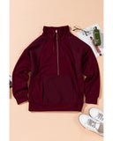 Azura Exchange Quilted Patch Half Zipper Sweatshirt - XL