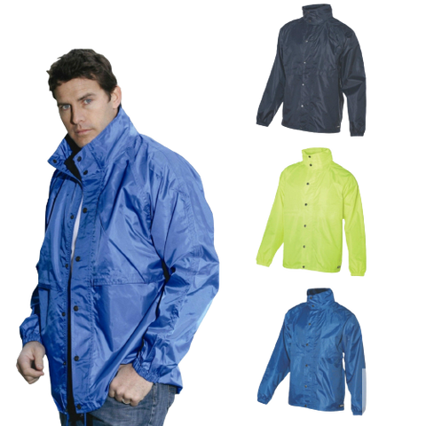HUSKI STRATUS RAIN JACKET Waterproof Workwear Concealed Hood Windproof Packable