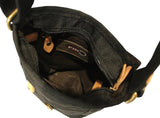 FIB Water Resistant Small Shoulder Canvas Bag w Adjustable Shoulder Strap - Black