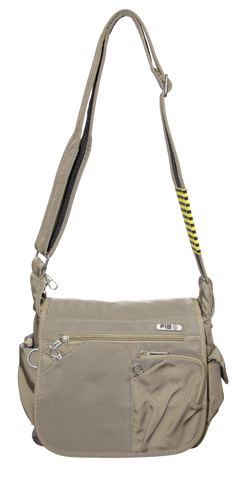 FIB Mens Flapover Shoulder Bag Cross Body Travel Satchel Shoulder Strap - Sand