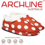 ARCHLINE Orthotic Slippers CLOSED Back Scuffs Moccasins Pain Relief - Red Polka Dots - EUR 35 (Womens 4 US)