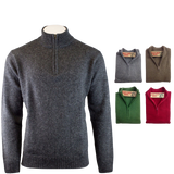100% SHETLAND WOOL Half Zip Up Knit JUMPER Pullover Mens Sweater Knitted