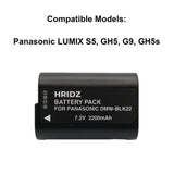 Hridz BLK22 Battery x2 with Dual charger for Panasonic DMW-BLK22 LUMIX DSLR