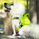Ondoing Pet Saddle Bag Dog Harness Backpack Hiking Traveling Outdoor Bags Cute Costume (Yellow tiger bag with leash)L