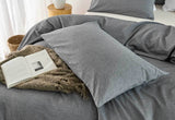 Luxton Queen Size Grey Vintage Washed Cotton Quilt Cover Set(3PCS)