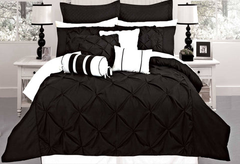 Luxton Super King Size Black Diamond Pintuck Quilt Cover Set(3PCS)