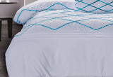 Luxton Super King Size White and Turquoise Blue Quilt Cover Set (3PCS)