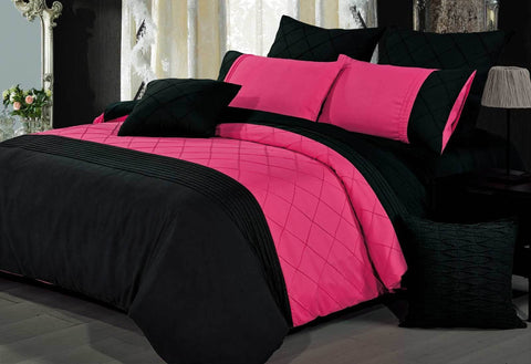 Luxton Super King Size Hot Pink Diamond Pintuck Quilt Cover Set(3PCS)