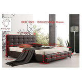 King PU Leather Deluxe Bed Frame Brown