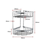 2-Tier Corner Bathroom Basket Shelf Rail Rack
