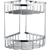 2-Tier Corner Bathroom Basket Shelf Rail Rack
