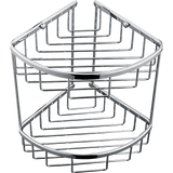 2-Tier Corner Bathroom Basket Shelf Rail Rack