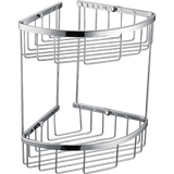 2-Tier Corner Bathroom Basket Shelf Rail Rack