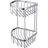 2-Tier Corner Bathroom Basket Shelf Rail Rack