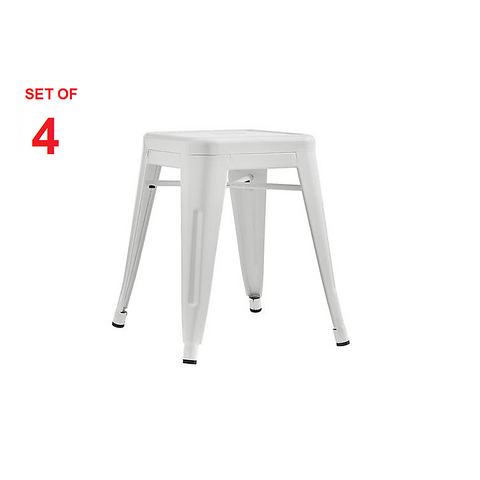 Set of 4x 45cm Tolix Retro Reproduction Cafe Bar Stools - White