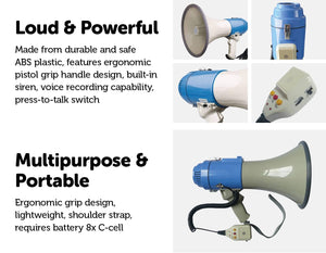 25W Megaphone PA System Loud Speaker Voice Recorder