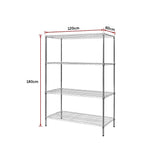 Modular Chrome Wire Storage Shelf 1200 x 600 x 1800 Steel Shelving