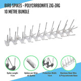 Bird Spikes - Polycarbonate zig-zag 10 metre bundle